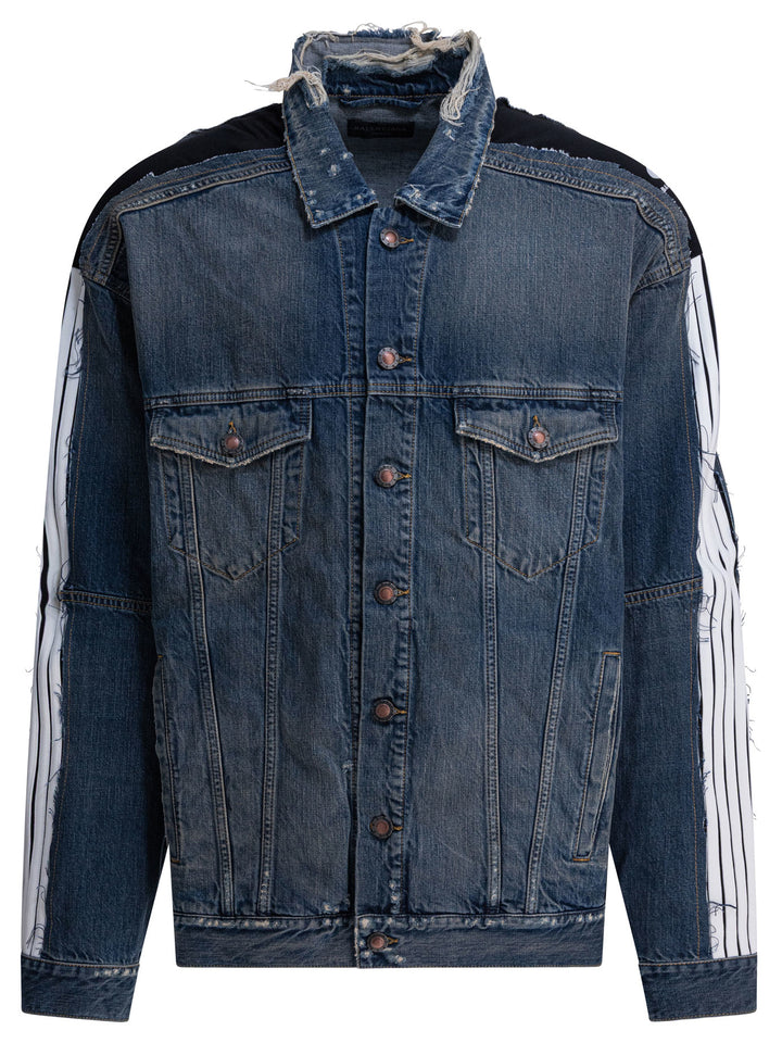 Balenciaga Denim Jacket With Inserts Jackets and Coats - Blue | d1cad7ba80e9893bdc28e58c800850da4b996cb1