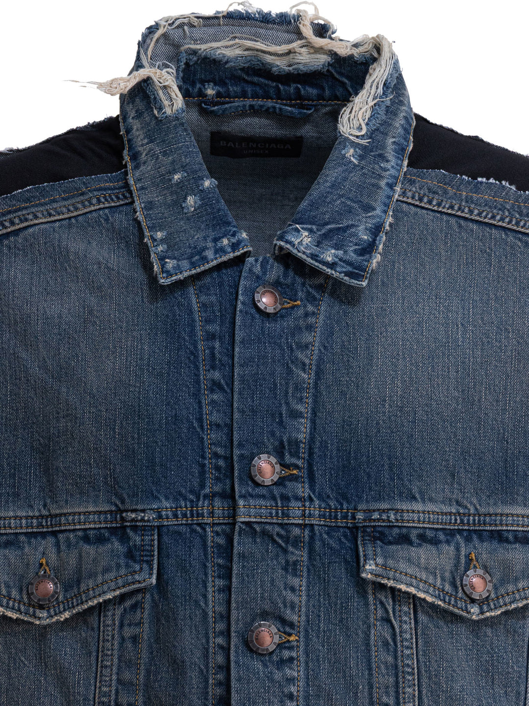 Balenciaga Denim Jacket With Inserts Jackets and Coats - Blue | 085eab6ada00e7efb590f8c914813cc881639c2d