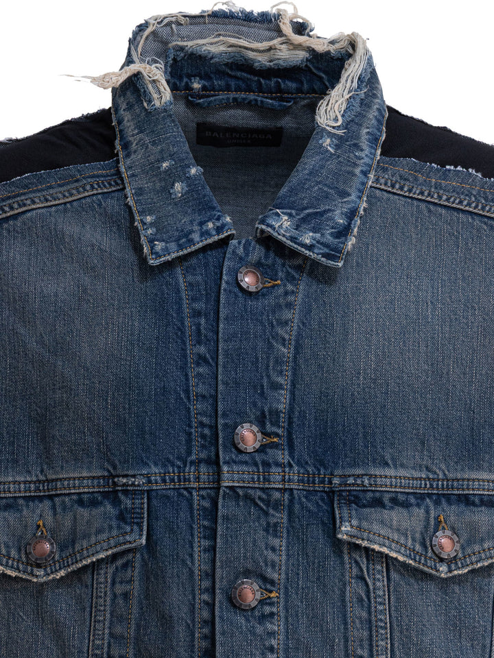 Balenciaga Denim Jacket With Inserts Jackets and Coats - Blue | 085eab6ada00e7efb590f8c914813cc881639c2d