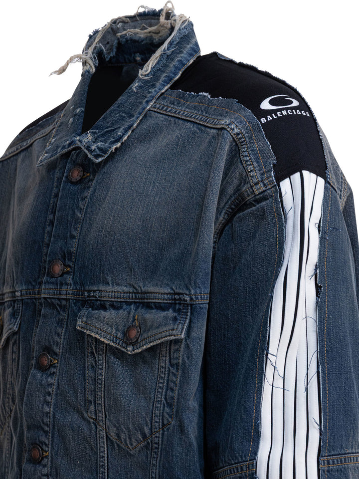 Balenciaga Denim Jacket With Inserts Jackets and Coats - Blue | 10dc1041d8ecafdfcaa57eaf7fcfd5e71739f8e4