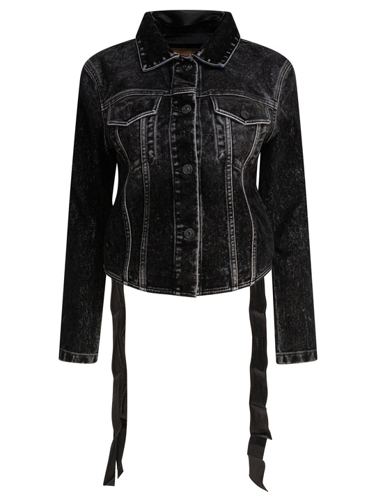 Denim Jacket With Laces Jackets And Coats Black