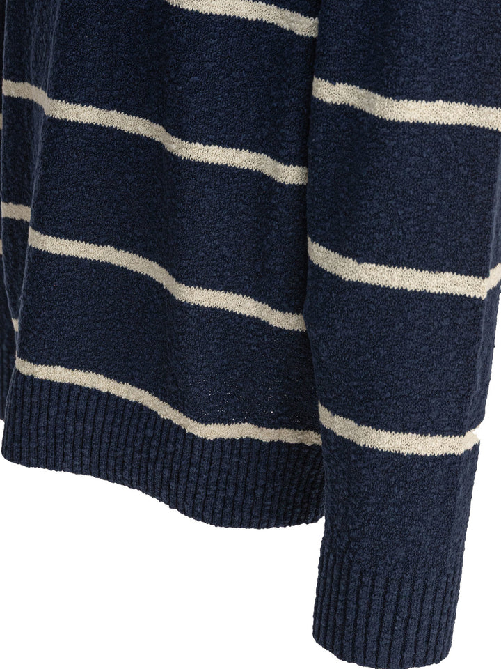 Beams Plus Striped Crewneck Sweater Knitwear - Blue | 4e91e1583504bd509f6daf6a3e2973b75408daf0