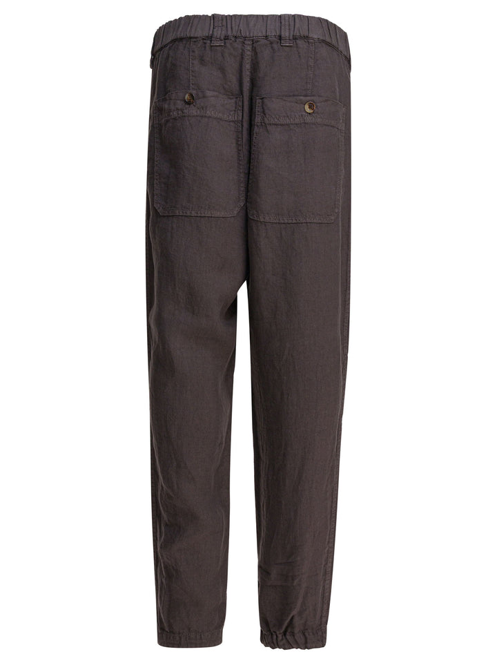 Brunello Cucinelli Relaxed Fit Pants In Linen Gabardine Trousers - Brown | 6ad06fc17bb492a68e36250eba74d818a22e0ea0