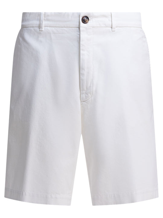 Cotton Gabardine Bermuda Shorts White