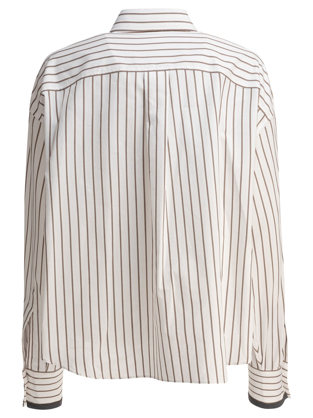 Brunello Cucinelli Cotton Twill Shirt With Shiny Cuffs Shirts - White | 4bb5ee49456adb55d069e6ecdfe6414d166e0c28