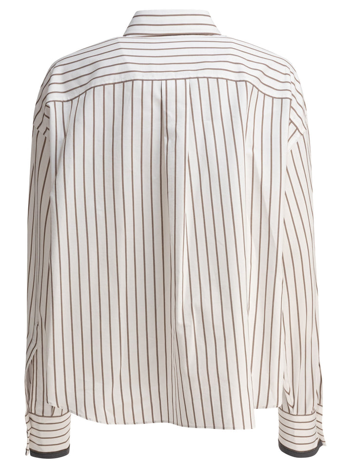 Brunello Cucinelli Cotton Twill Shirt With Shiny Cuffs Shirts - White | 4bb5ee49456adb55d069e6ecdfe6414d166e0c28