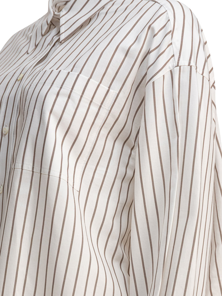 Brunello Cucinelli Cotton Twill Shirt With Shiny Cuffs Shirts - White | 91c6f5161a5c54b24df0117aec6d1c8c5914f92b