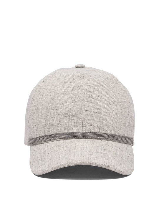 Linen Baseball Hat With Shiny Band Hats Grey