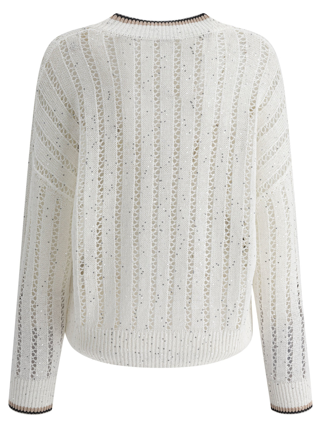 Brunello Cucinelli Daxxling Ribbed Net Knitwear - White | ecb05507e0f17a7ff8858738c63a3f05deee9f79