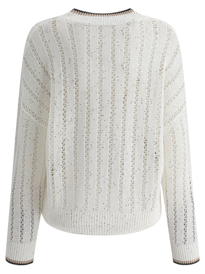 Brunello Cucinelli Daxxling Ribbed Net Knitwear - White | ecb05507e0f17a7ff8858738c63a3f05deee9f79