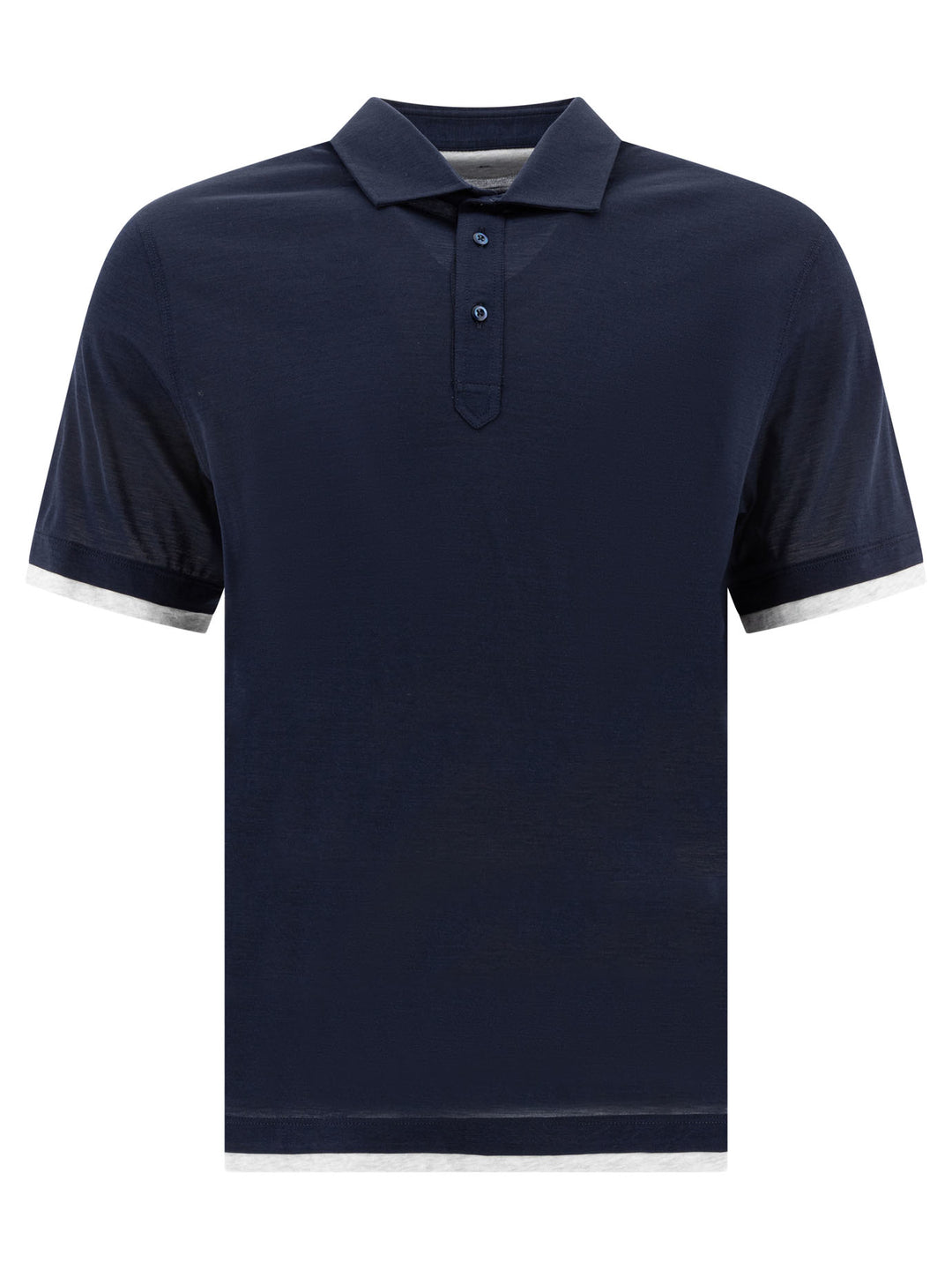 Brunello Cucinelli Silk And Cotton Jersey Polo Shirt Polo shirts - Blue | 664252135f96c57fa08ef14c2416d9de09f419fc