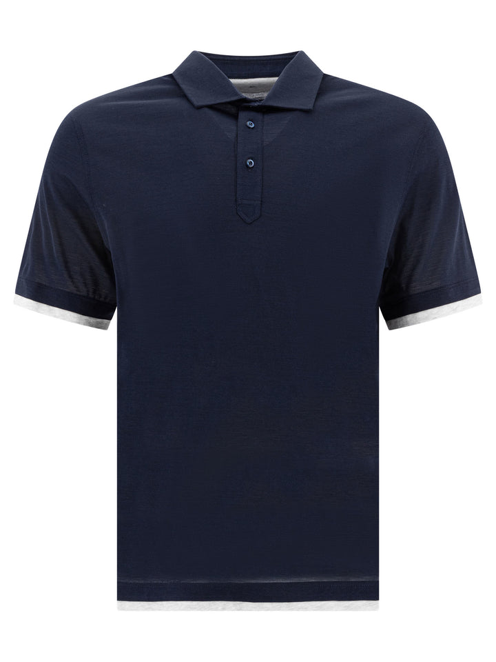 Brunello Cucinelli Silk And Cotton Jersey Polo Shirt Polo shirts - Blue | 664252135f96c57fa08ef14c2416d9de09f419fc