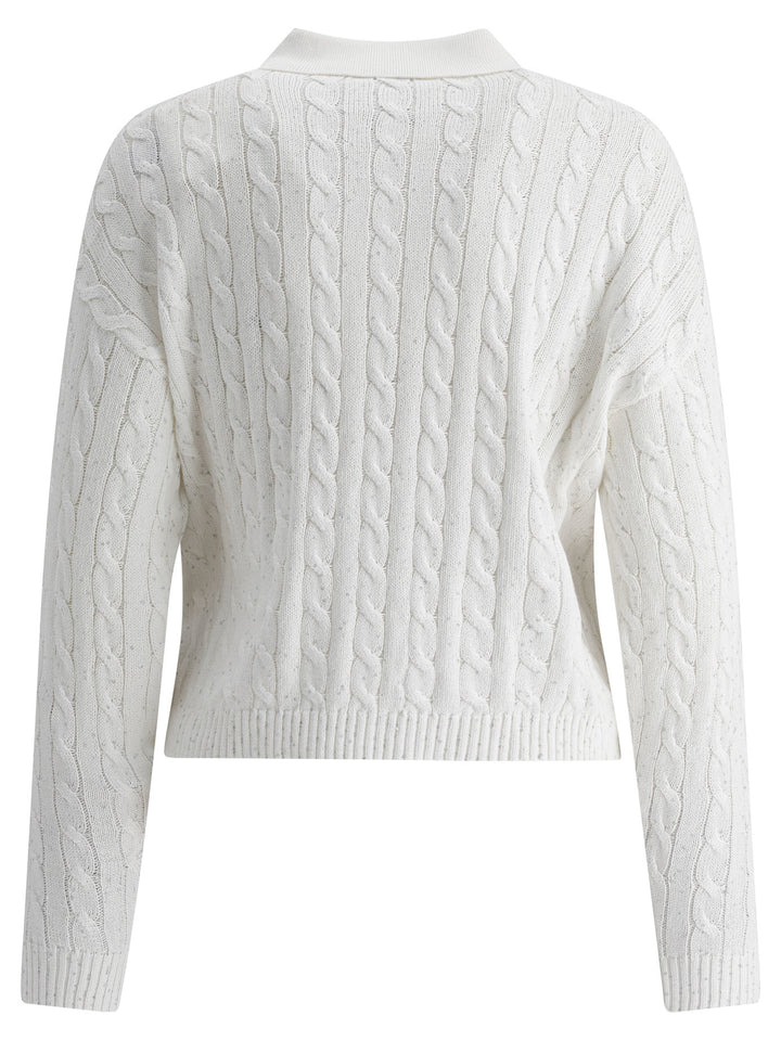Brunello Cucinelli Dazzling Cables Knit Polo Shirt Polo shirts - White | e4a83e47f826a8364ccf24448c3e4d4f92a680aa