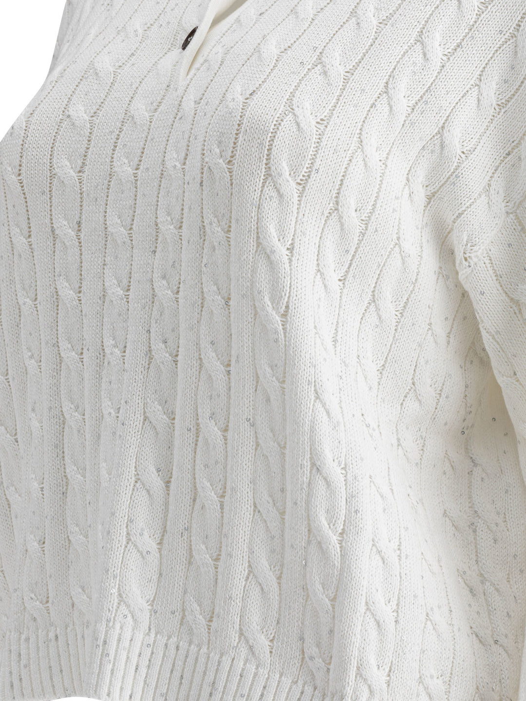 Brunello Cucinelli Dazzling Cables Knit Polo Shirt Polo shirts - White | 7851ac3a67c92ab14791e066a72dc9944c095b8e