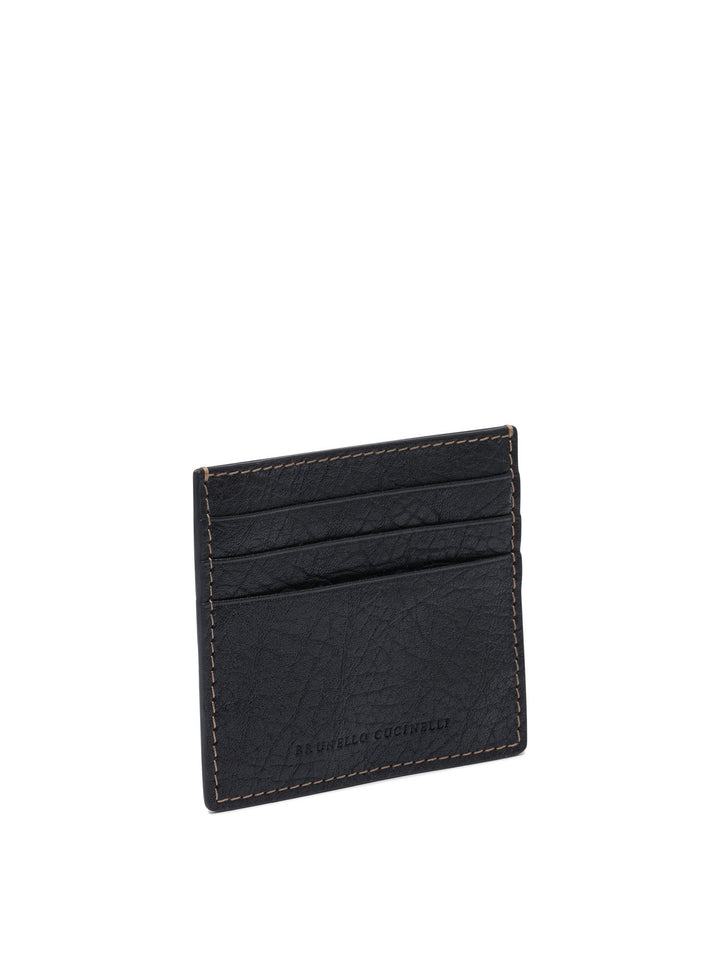 Brunello Cucinelli Calfskin Leather Card Holder Wallets & Card holders - Black | 9217543da1428f885d72680be02c5b8dfbecbde9
