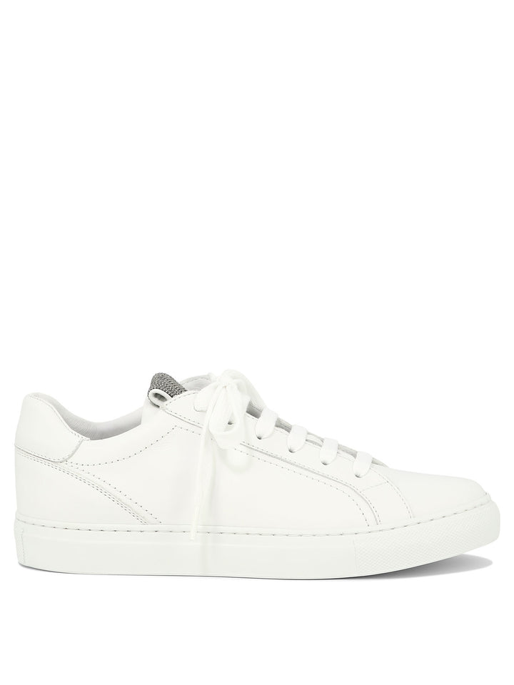 Brunello Cucinelli Mat Calf Sneaker With Precious Detail Sneakers & Slip-On - White | 7f1e992546c68ee287cbff2b32a5bd6d4fc54407