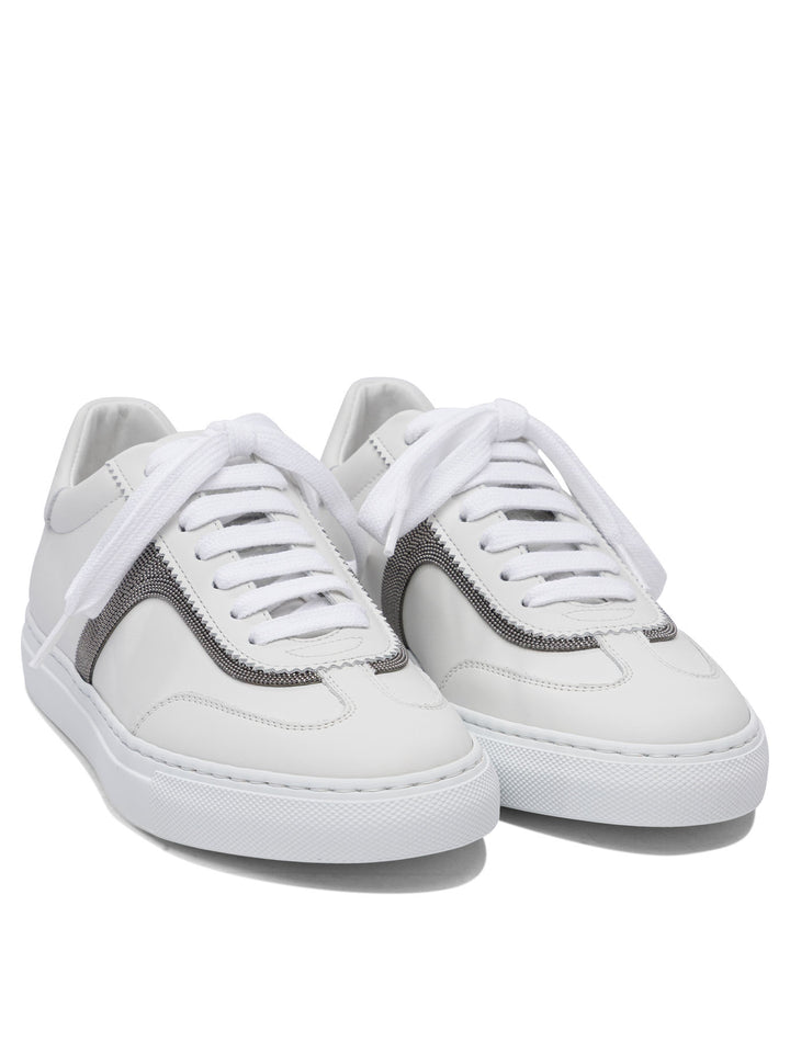 Brunello Cucinelli Leather Sneaker With Precious Detail Sneakers & Slip-On - White | c73fd081c411df919c83f5d10d6e421e570b9658