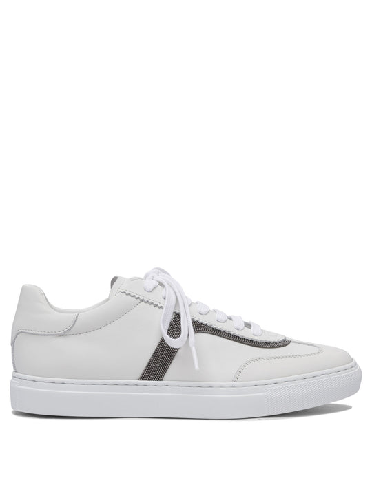 Leather Sneaker With Precious Detail Sneakers & Slip-On White