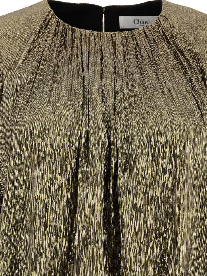 Chloé Silk Flared Dress Dresses - Gold | 2c66d37b667aa527feb8e2fc096795f1272a2d39