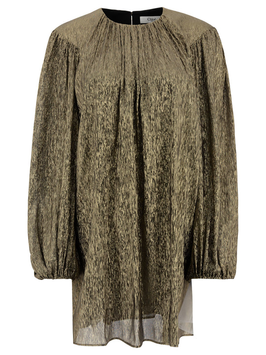 Silk Flared Dress Dresses Gold