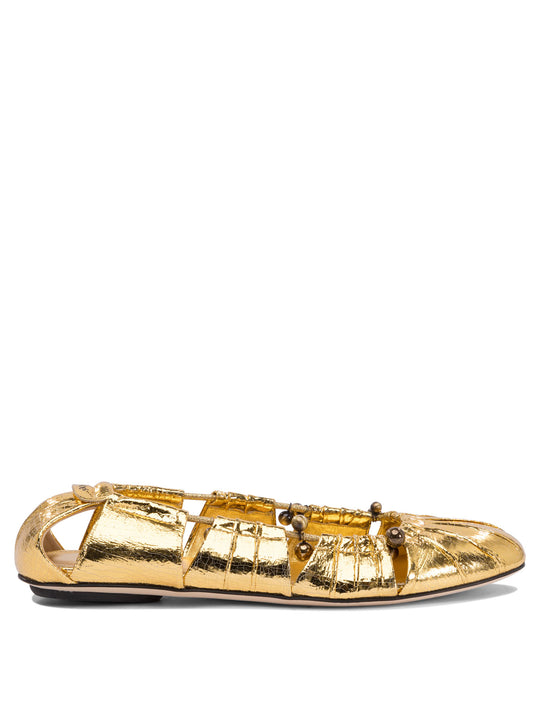 Ballet Flats Cut-Out Details Ballerinas Gold