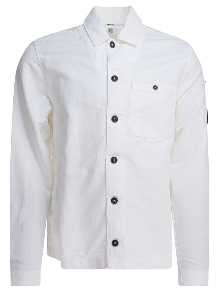 C.P. Company Cotton And Linen Overshirt Jackets and Coats - White | 802763cb22d3de90cce83a1c243b44ac7235771f