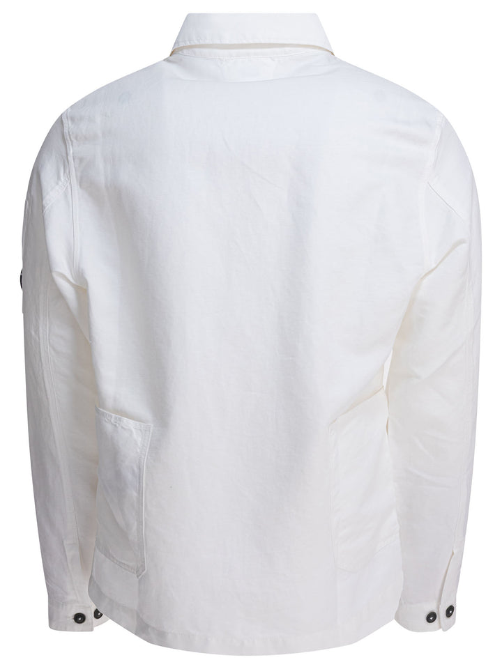 C.P. Company Cotton And Linen Overshirt Jackets and Coats - White | 7c8d32ff85f2e5963f3a715f7b0317235037a663