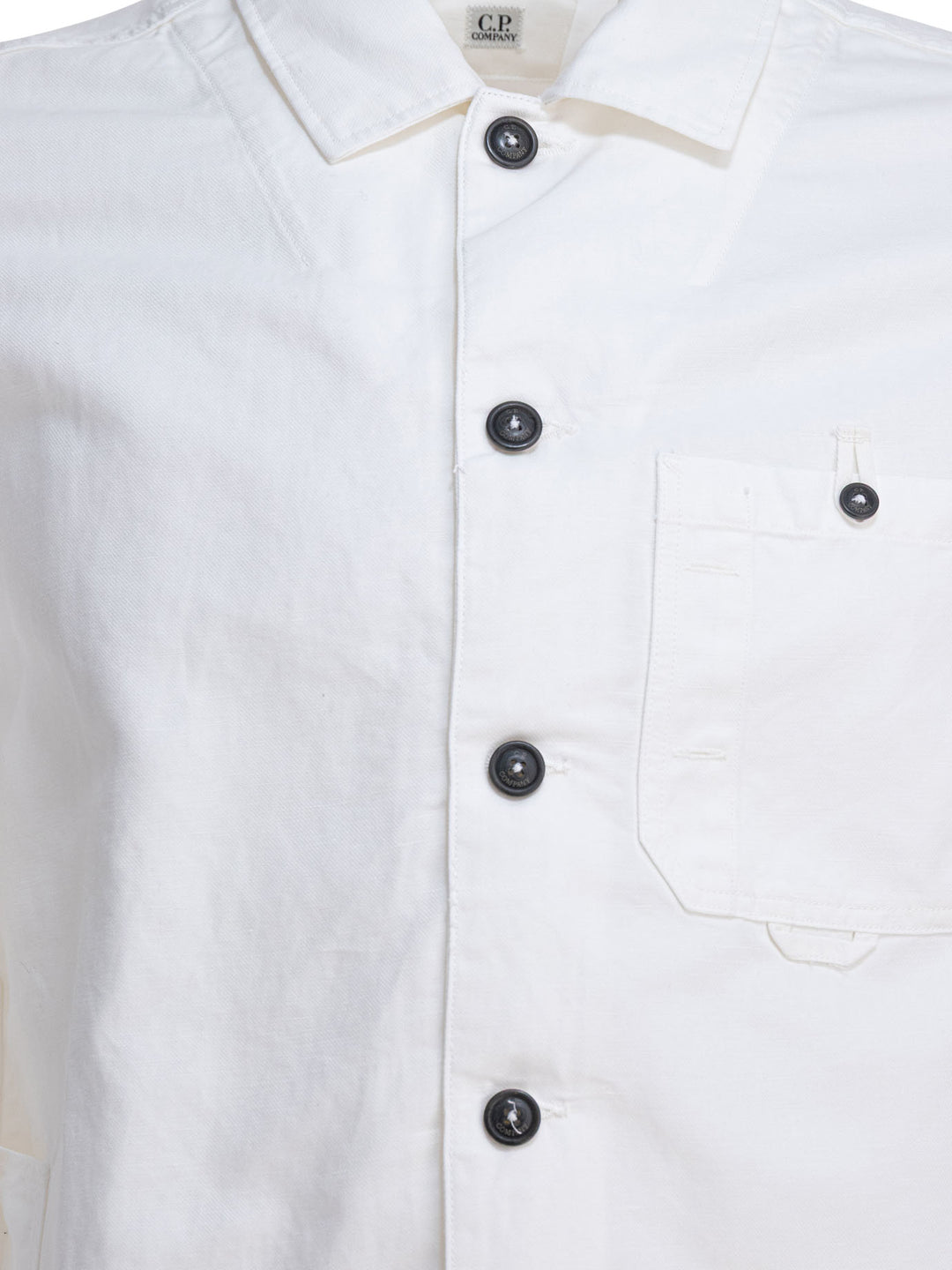 C.P. Company Cotton And Linen Overshirt Jackets and Coats - White | 94de501fb2e638f3ed1c251870192a8432b290e2