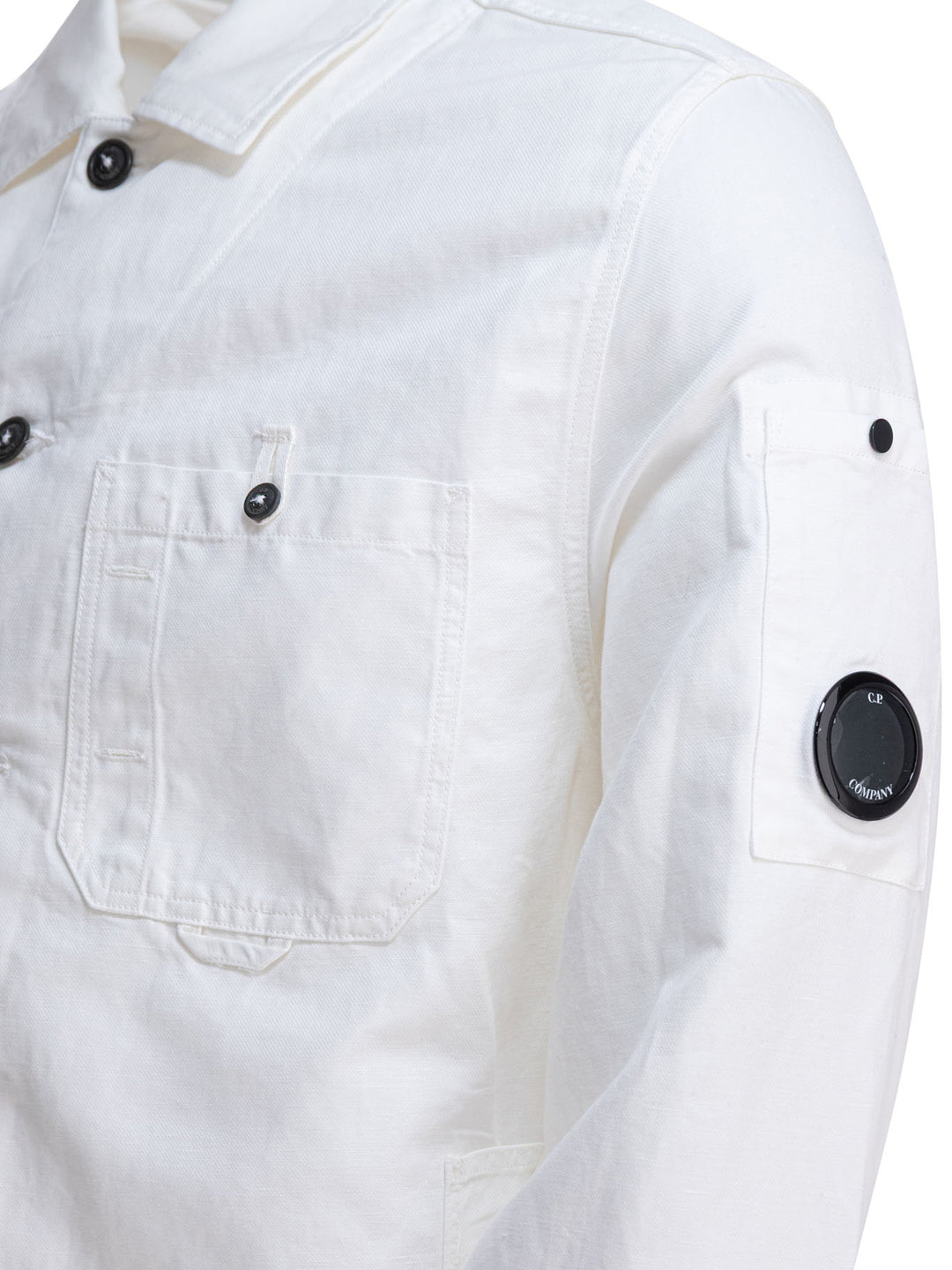 C.P. Company Cotton And Linen Overshirt Jackets and Coats - White | 5ceacf76cef9e55b5176b9de69dd5be10ce196a5