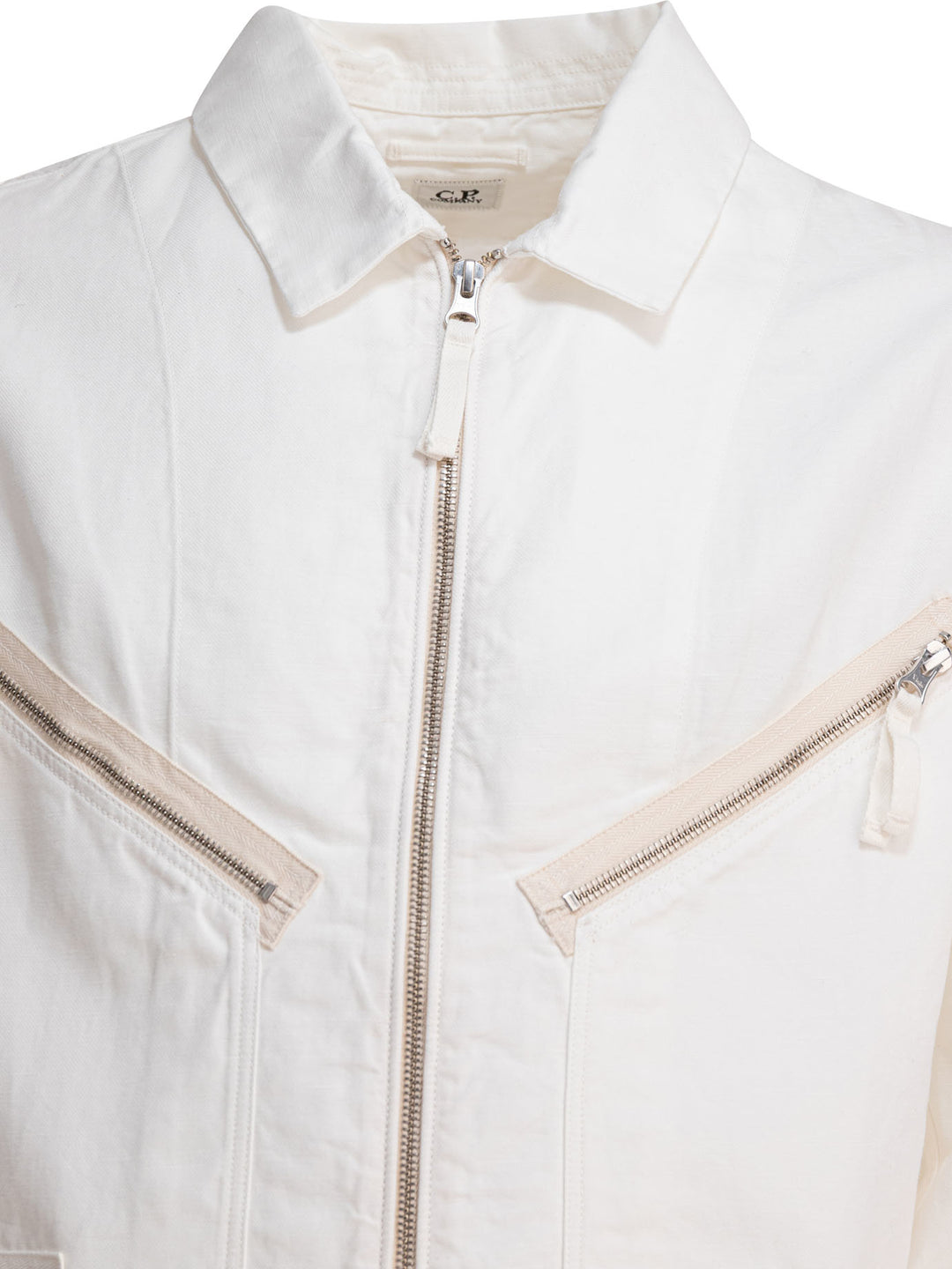 C.P. Company Cotton And Linen Overshirt Jackets and Coats - White | 8fdb25d7487bcc75a8836ada456063964e26b4a4
