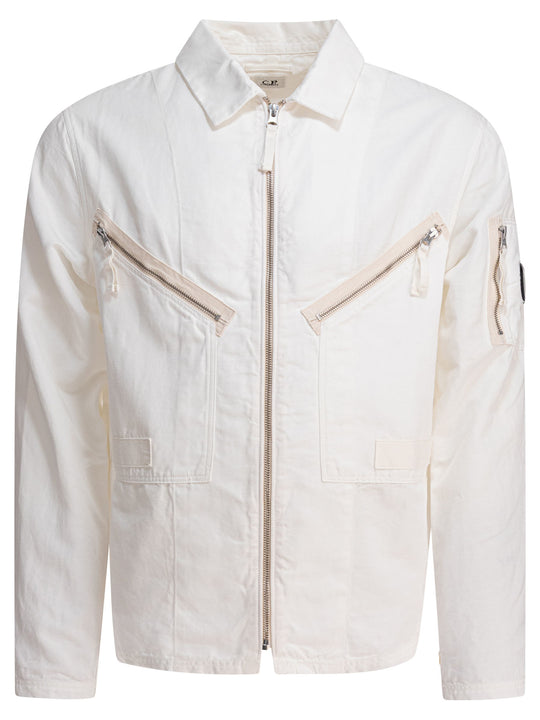 Cotton And Linen Overshirt Jackets And Coats White