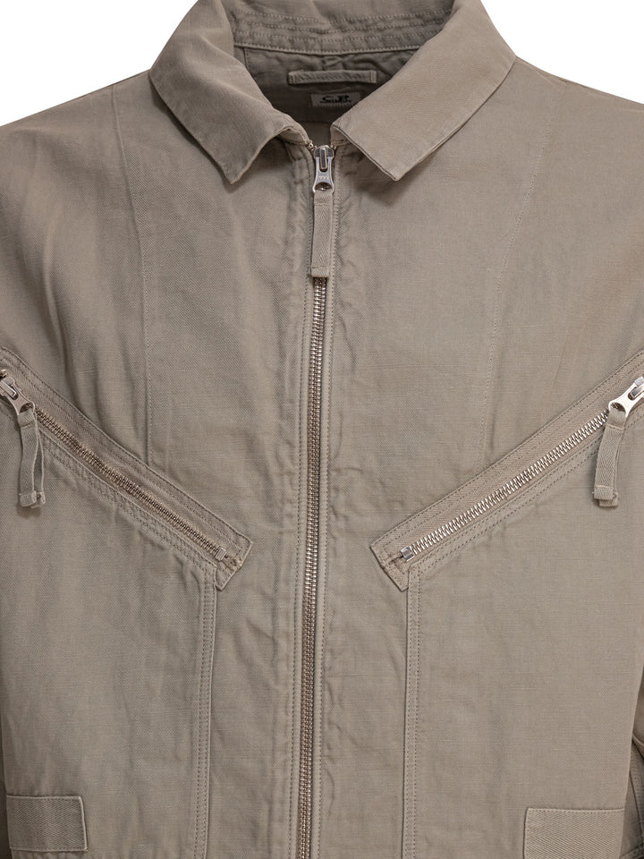 C.P. Company Cotton And Linen Overshirt Jackets and Coats - Grey | 454ce78a8fed777fb12851e4326a1ef343d3a813