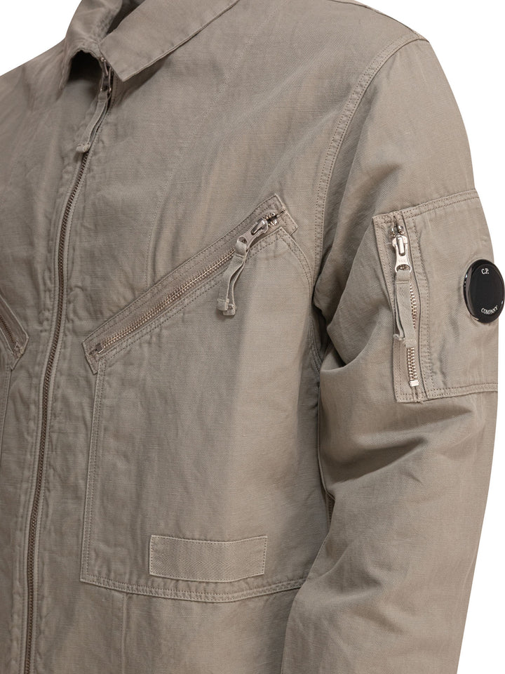 C.P. Company Cotton And Linen Overshirt Jackets and Coats - Grey | 7a0016d5799edbb2cd7ec2b37a560fb96660f2ab