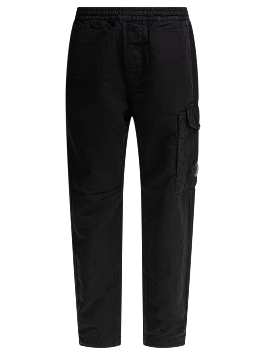 Cotton And Linen Cargo Trousers Black