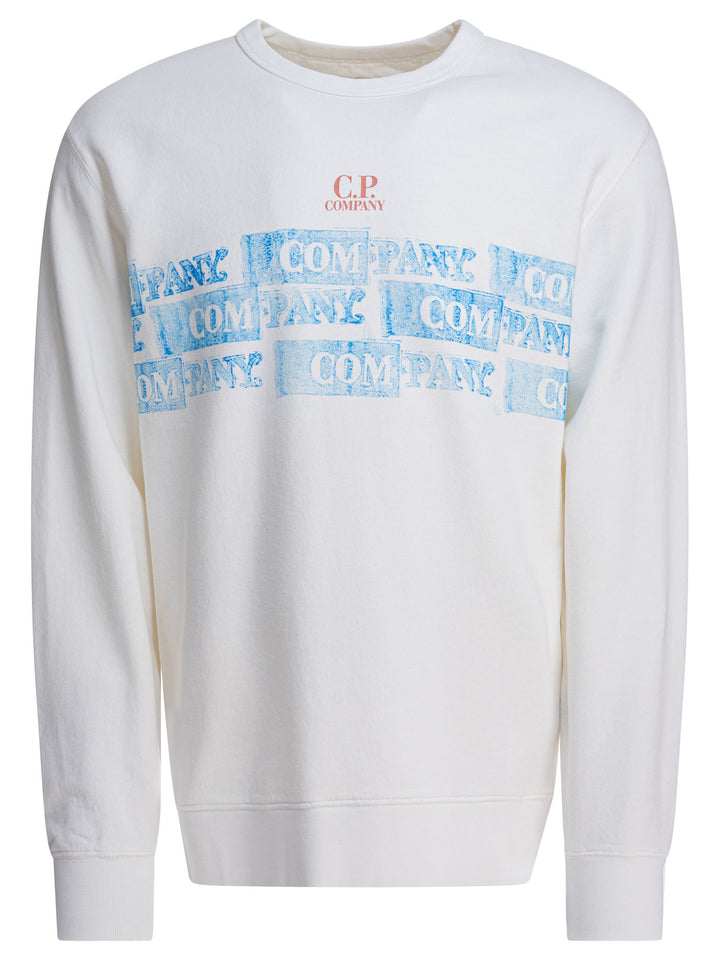 C.P. Company Crewneck Sweatshirt With Logo Sweatshirts - White | 1a292993d5812f6ec89e80eb0e587f3dd6eed1ed