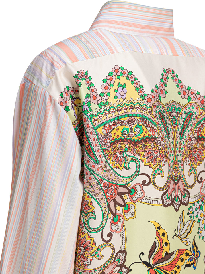 Etro Striped Shirt With Print On The Back Shirts - Pink | f7a897b176254fba86716ed7de51a7615930949e
