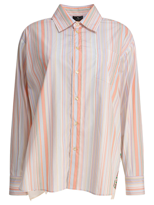Striped Shirt With Print On The Back Shirts Pink