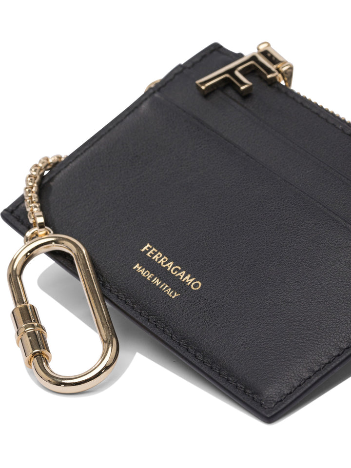 Ferragamo Leather Card Case With Keychain Wallets & Card holders - Black | a61a6119dce42fc9f76cc7b7e14a258bb0818b76