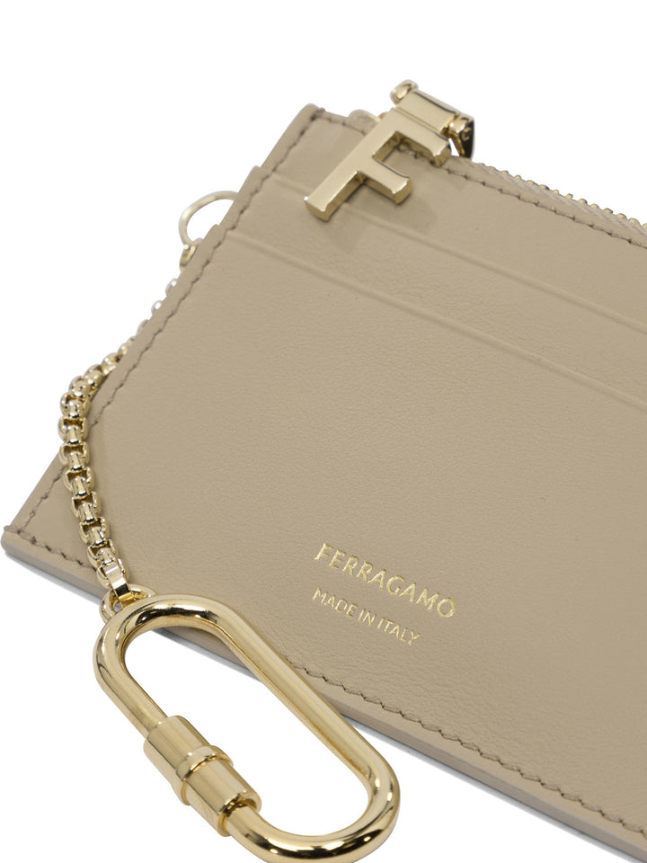 Ferragamo Leather Card Case With Key Ring Wallets & Card holders - Beige | cb3cfc693480d03ca1948d0058b03652fda864db