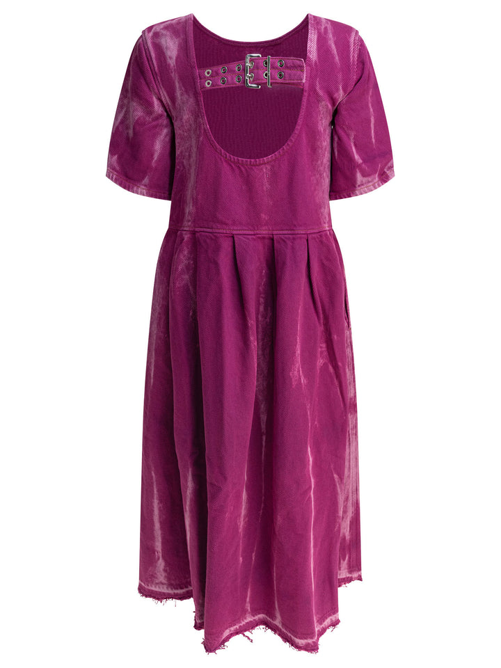 Ganni Denim Midi Dress With Open Back Dresses - Purple | cf96fcafb76937ec9b2a967633e9c59633492fad