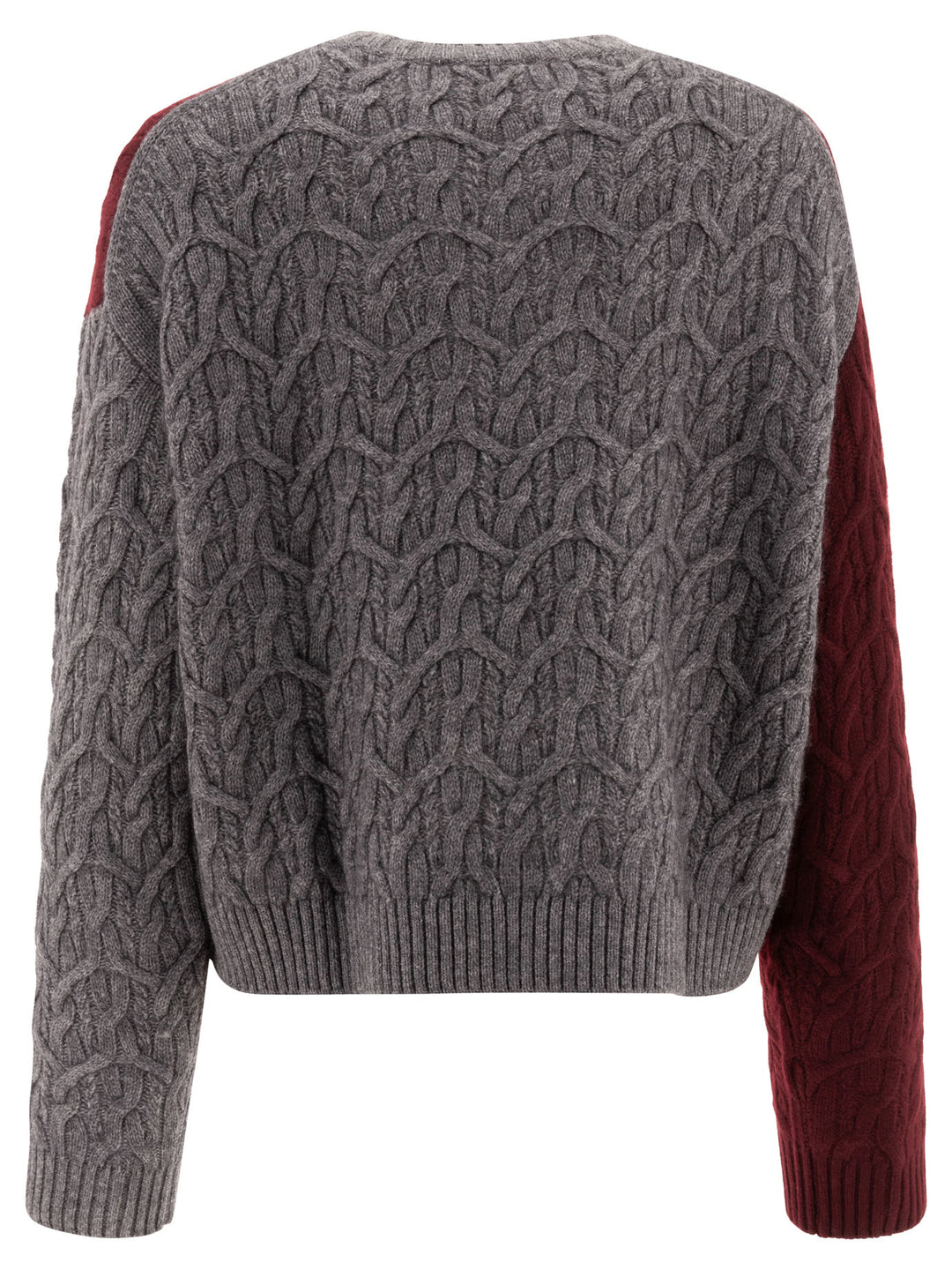 Ganni Bi-Color Crewneck Sweater Knitwear - Bordeaux | 808efaa1f50731554873b2f55e085b0d5ff0e5e1