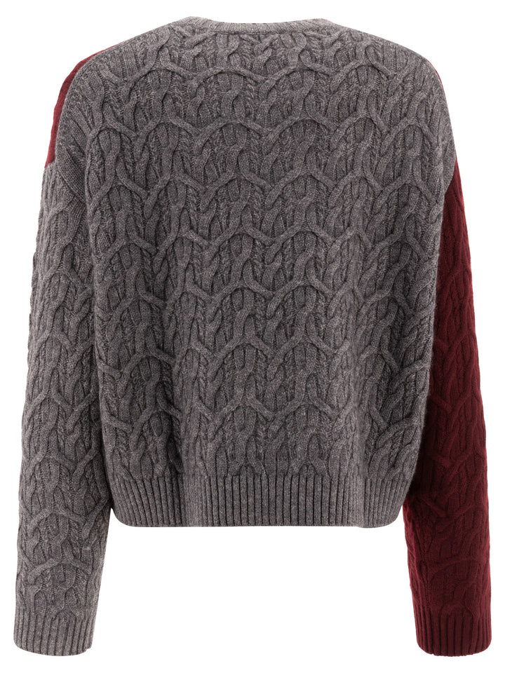 Ganni Bi-Color Crewneck Sweater Knitwear - Bordeaux | 808efaa1f50731554873b2f55e085b0d5ff0e5e1