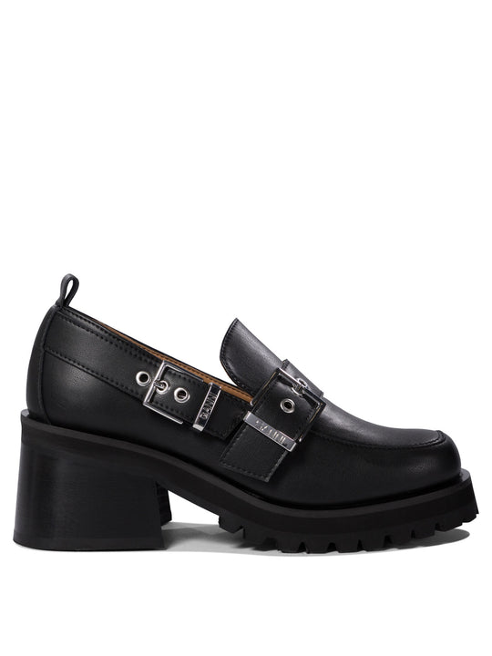 Loafers With Platform And Buckle Loafers & Slippers Black