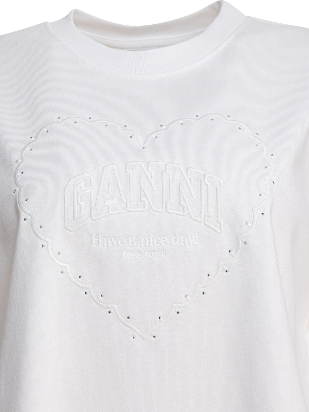 Ganni Cotton T-Shirt With Logo T-shirts - White | cbceeb88d53be543cbbe0219e5f31b8ddd07832a