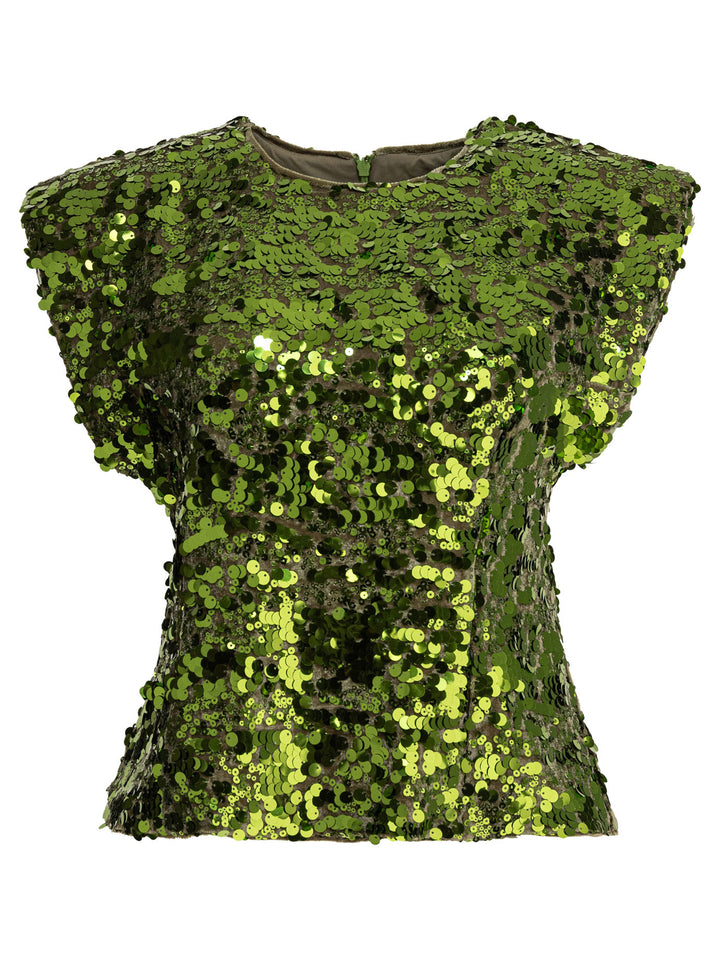 Ganni Velvet Sequins Blouse Shirts - Green | 04143f2a6a27c8038e8623e26fff79949386a066