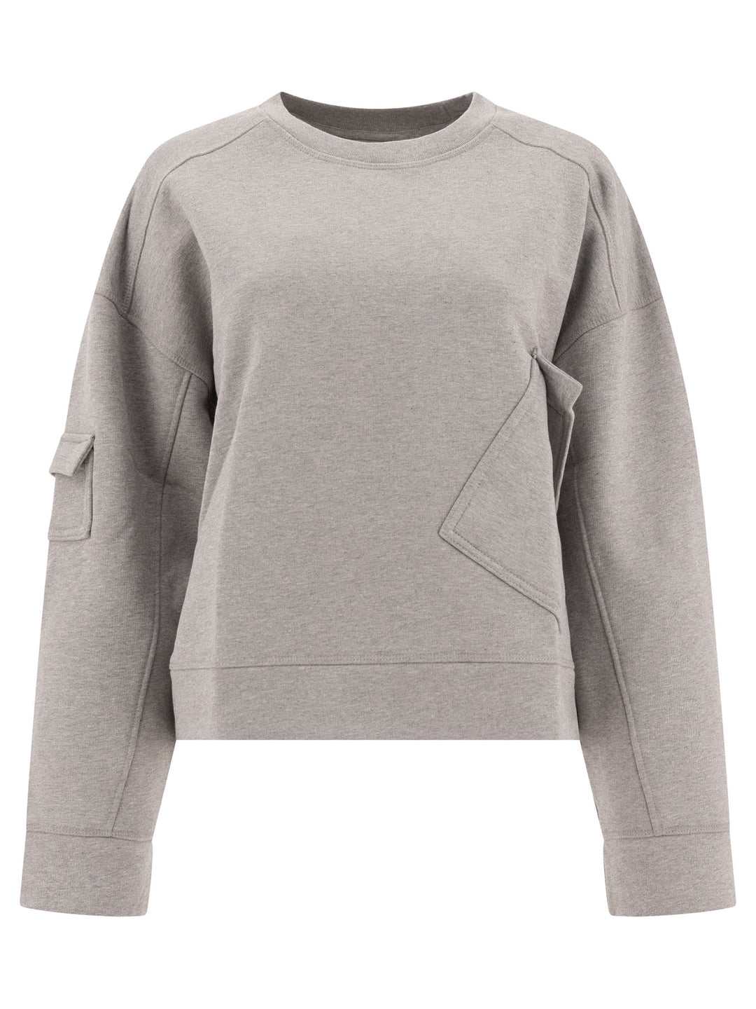 Ganni Sweatshirt With Asymmetrical Pockets Sweatshirts - Grey | 92e5a7df688008e26fe5f2d71eb627c0836ea758
