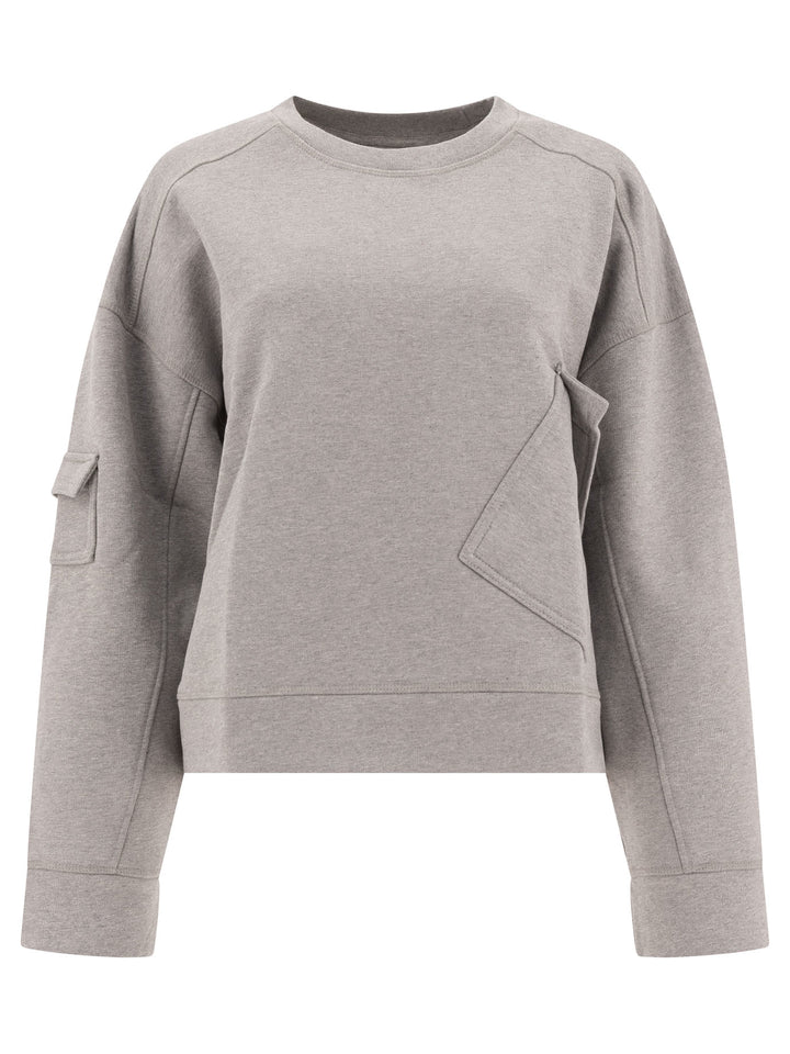 Ganni Sweatshirt With Asymmetrical Pockets Sweatshirts - Grey | 92e5a7df688008e26fe5f2d71eb627c0836ea758