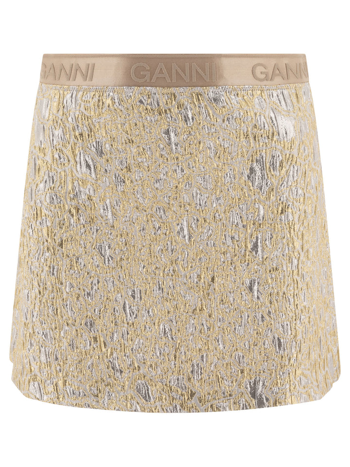 Ganni Gold And Silver Miniskirt Skirts - Gold | 765c76483a1d129408bb1ba622cdcd9cfea85e57