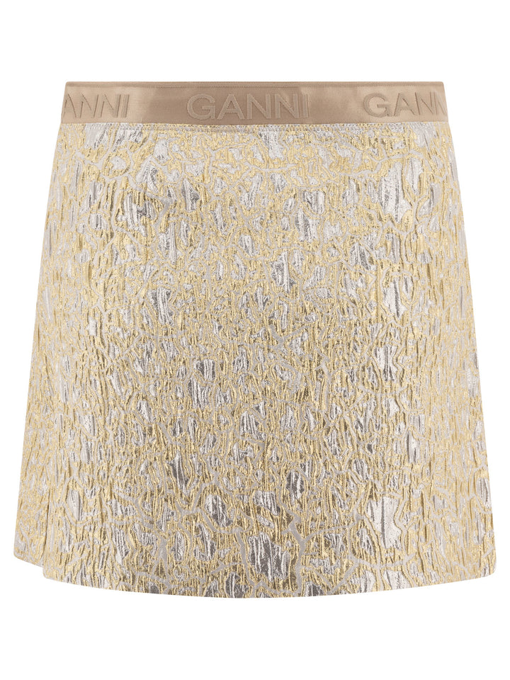 Ganni Gold And Silver Miniskirt Skirts - Gold | 60b439fb36a98c7667f275ba2736d1631abf69ca