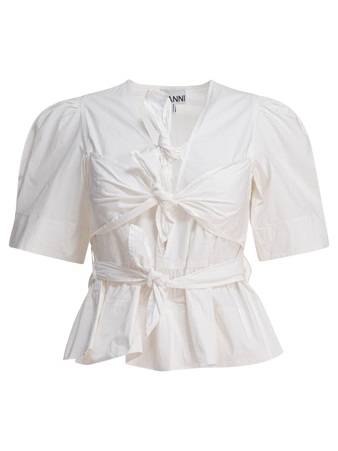 Ganni Blouse With Ruffles Shirts - White | 12b01afba50e8990cb23686f5b7950347d184af8